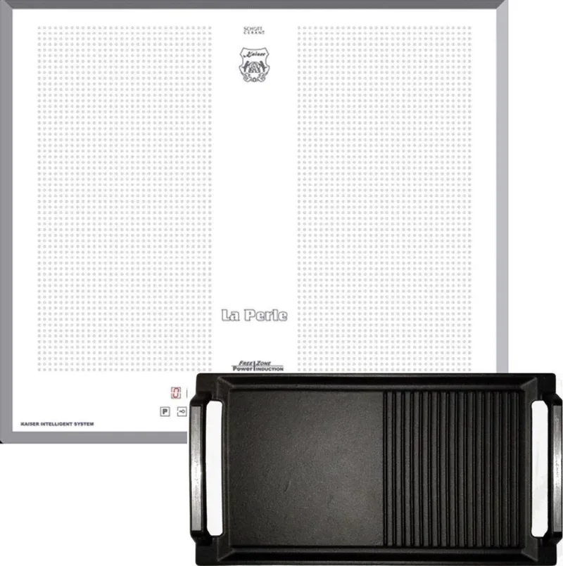 inbow inductiekookplaat KCT 67 FI W La Perle+Grillplaat, 60 cm zelfvoorzienend Power Booster functieweergave van Kaiser in Wit – productfoto