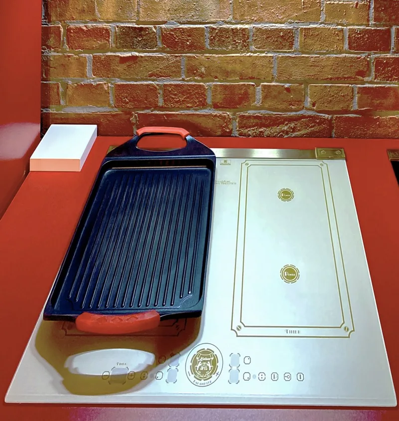 inbow inductiekookplaat KCT 6745 ElfAD+Grillplaat, 60 cm, Art Deco, Kookplaat, Inductie vrije zone by Kaiser in Antiek Goud – product photo