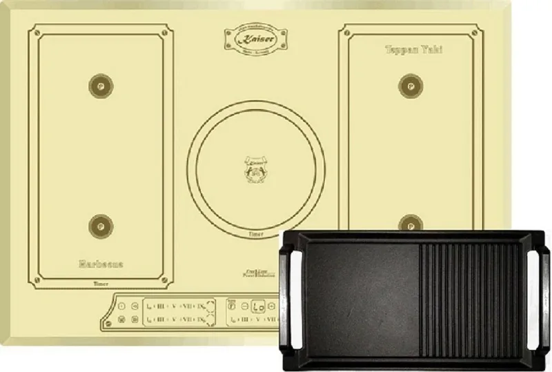 Inbow inductiekookplaat KCT 7797 FI ElfEm+Grillplaat, inductiekookplaat 77cm, FREE ZONE by Kaiser in Ivory – product photo