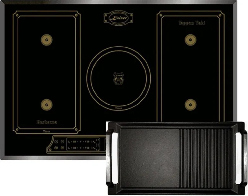 inbow inductiekookplaat KCT 7797 FI Em+Grillplaat, inductiekookplaat 77cm, FREE ZONE van Kaiser in Zwart – productfoto