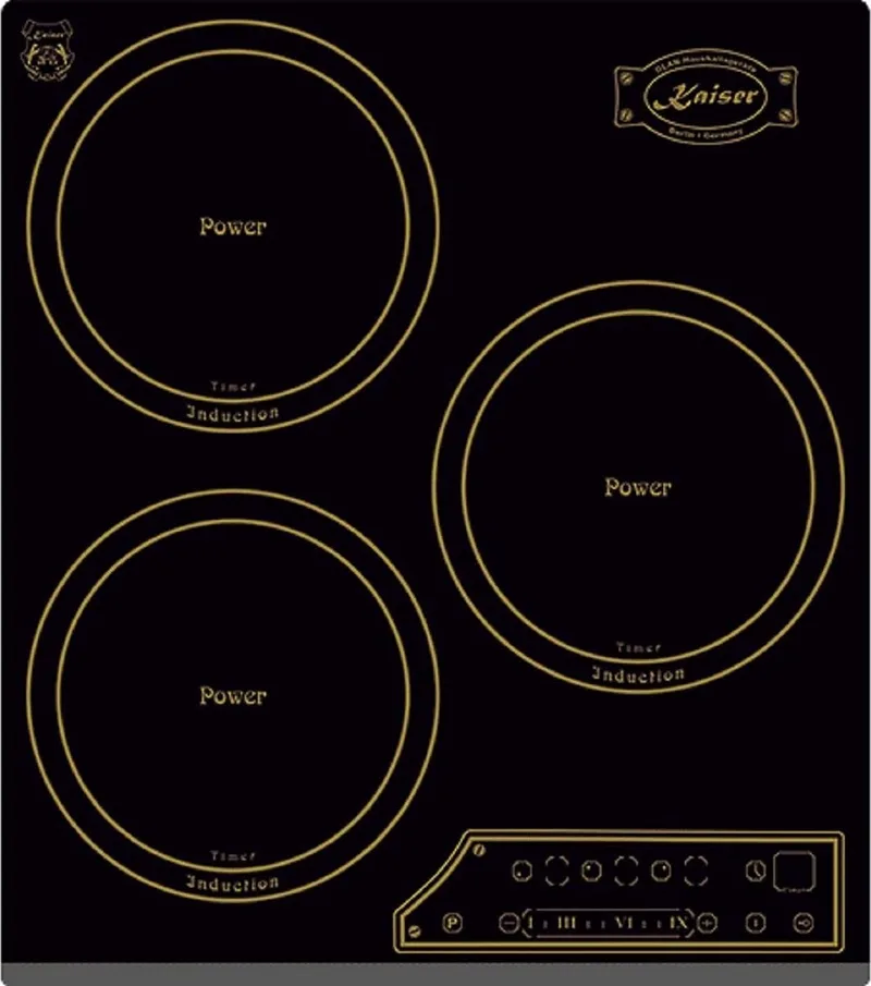 inductiekookplaat KCT 4795 FI AD, inbouwkookplaat, KCT 4795 FI AD, 3 kookzones, 45 cm de Kaiser en Noir – photo produit