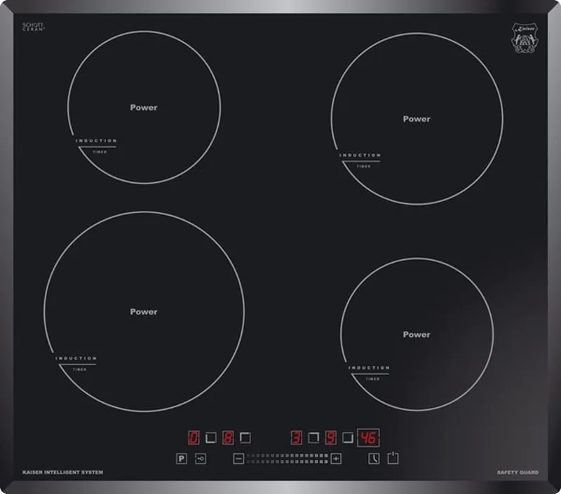 inductiekookplaat KCT 6105 FI, 60cm, inbouwkookplaat, 4 kookzones, vermogensversterker by Kaiser in Black – product photo