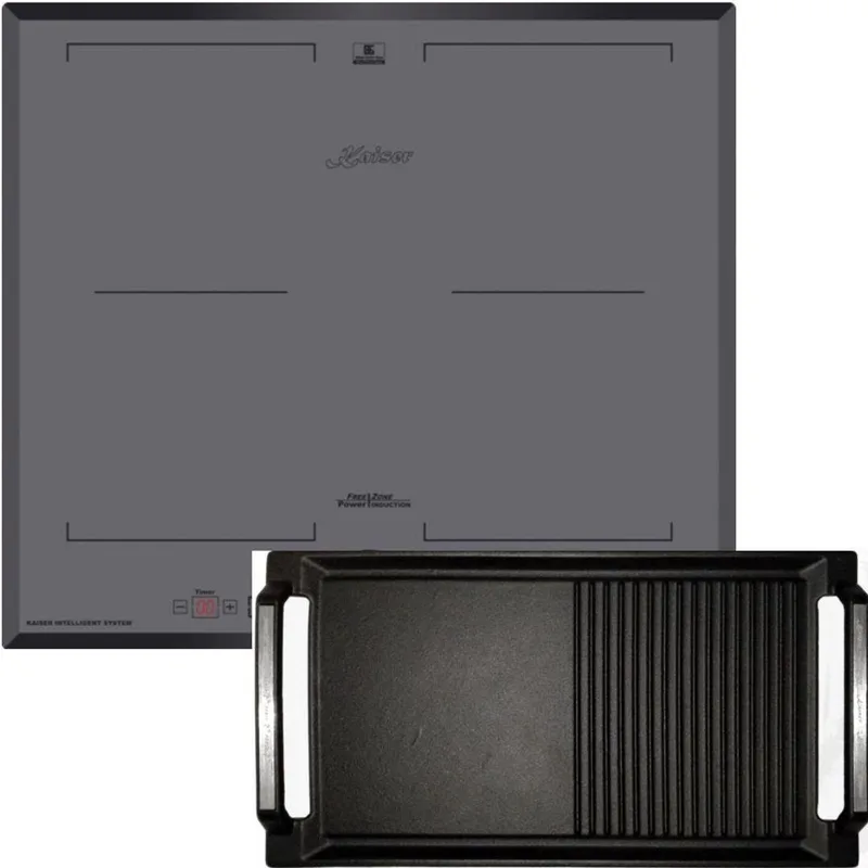 inductiekookplaat KCT 6730 FIG+Grillplaat, 60 cm inbouwkookplaat by Kaiser in Grey – product photo