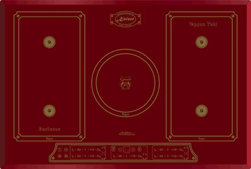 inductiekookplaat KCT 7797 FI RotEm, 77 cm, FREE ZONE by Kaiser in Red – product photo