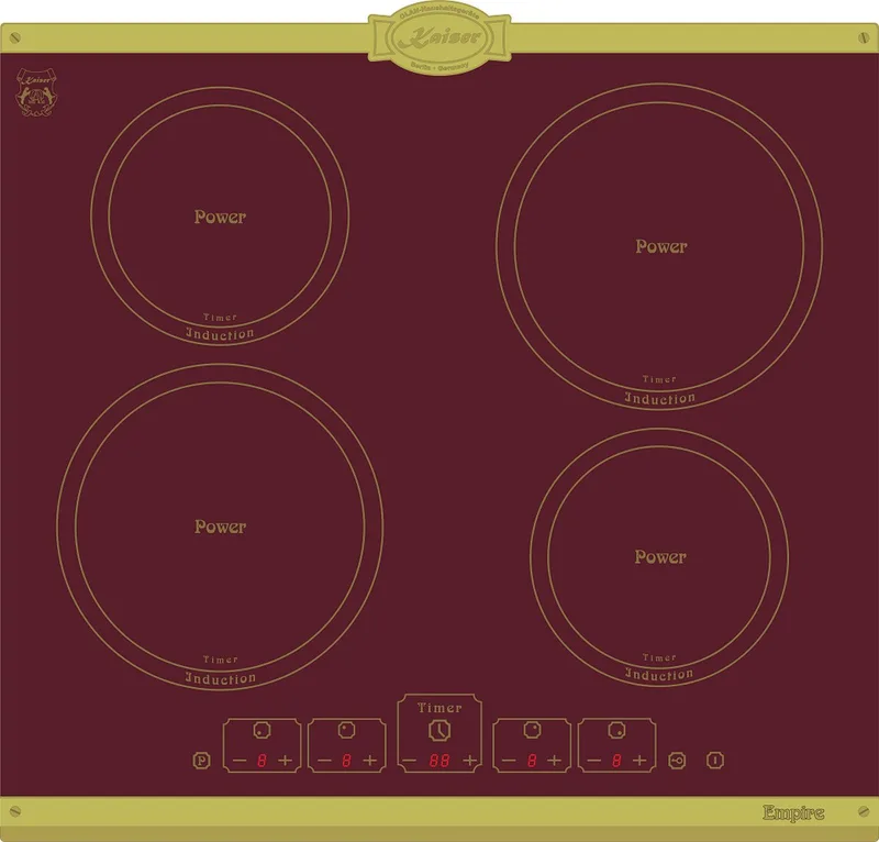 KCT 6195 iRotEm inductiekookplaat 60cm, zelfvoorzienend, kookplaat 4xQickHeat kookzones by Kaiser in Empire Bordeaux – product photo