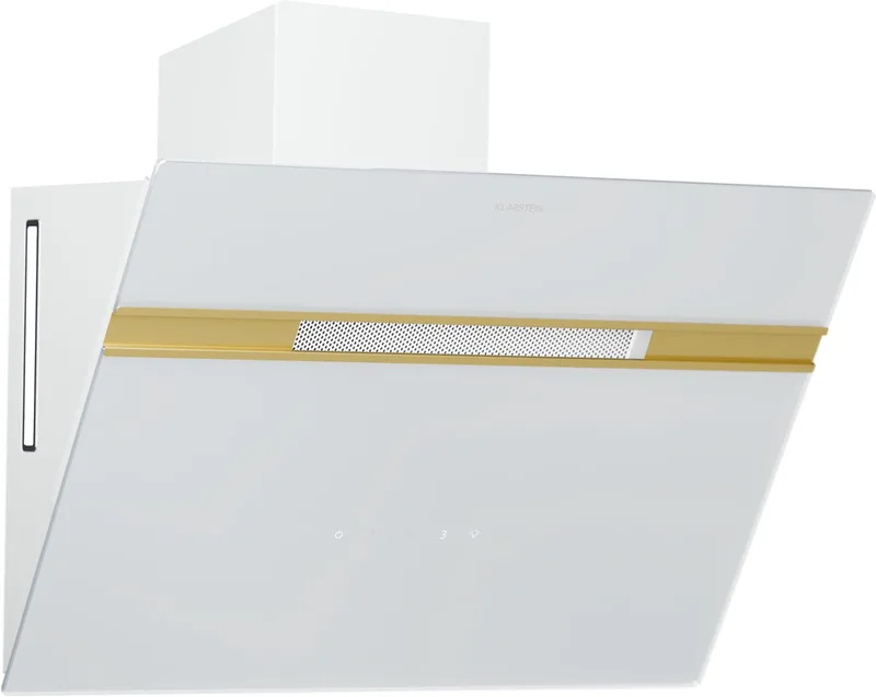 Afzuigkap Alina 60 cm wandmodel, 600 m³/u luchtdebiet, energie-efficiëntieklasse A, LED-verlichting in 9 kleuren, touchscreen bedieningspaneel, witgoud, recirculatie mogelijk - Wandafzuigkap - 230W 52 dB - voor Keuken - RVS - Rood van Klarstein in Wit – productfoto