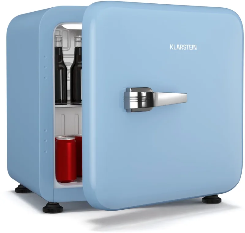 Audrey Evo 45L minikoelkast - retro design, stil (40 dB), compacte koelkast met verstelbare pootjes en omkeerbare deur, mechanische thermostaat, wit, ideaal voor slaapkamers en kantoren de Klarstein en Bleu – photo produit