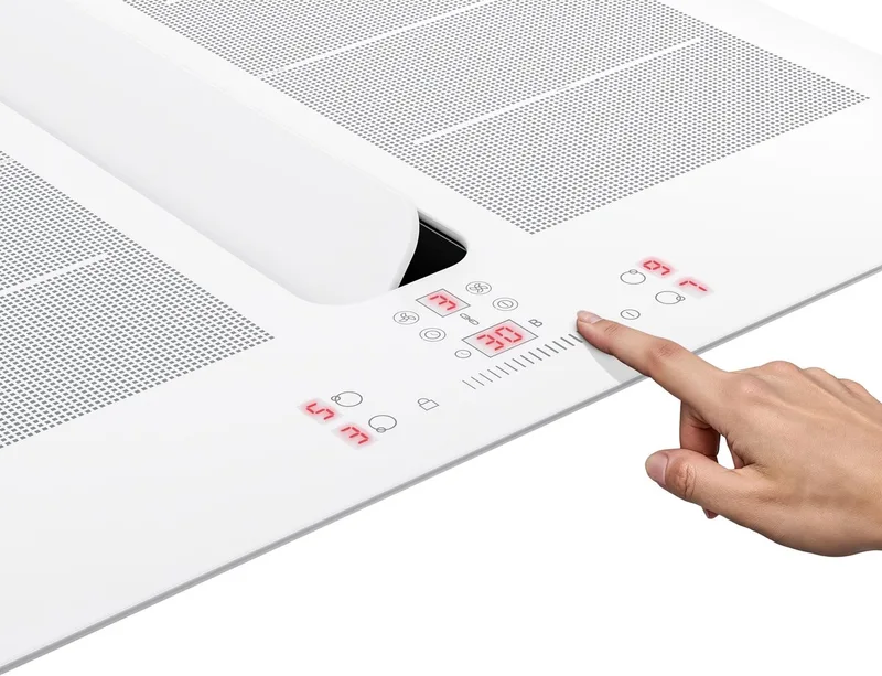 ChefFusion inductiekookplaat met afzuiging 60 cm – 4 kookzones, 7200 W, 504,3 m³/u, flexibele kookzones, recirculatie & afvoer by Klarstein in White – product photo