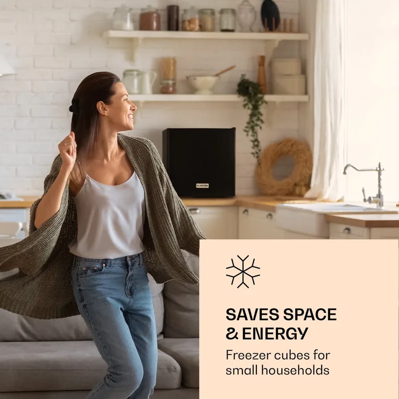 Diepvriezer Garfield Diepvrieskast 31L 65W 4-Sterren - Vriezer Vrieskast - 2 Etages - voor Keuken voor Singles - LED Compact Energiezuinig - Freezer - Vrieskast Klein von Klarstein in Schwarz – Produktfoto