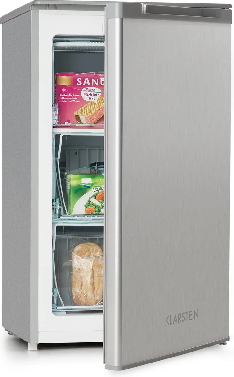 Diepvriezer mini-vriezer, klein en stil, vrijstaande vriezer, 69 liter kleine vriezer, diepvrieskast met ijsblokjesbakje en ijsschraper, efficiënte vriezers, compacte vriezer - voor Keuken - 4-Sterren - Freezer by Klarstein in Silver – product photo
