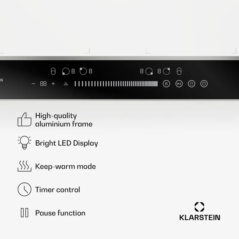DualTone Flex Inductiekookplaat - 4-zones inductiekookplaat, 7200 W, Flex-zones, Schuifregelaar & timer, Thermoboost, Aluminium frame, 59 cm design by Klarstein in White – product photo