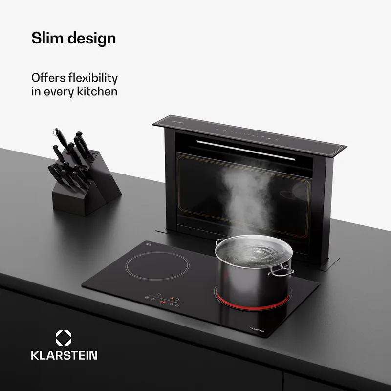 Glaskeramische kookplaat - 60 cm, Slimline 2-zones VTC-kookplaat met touch-bediening, Digitale timer & kinderslot – Ruimtebesparende keramische kookplaat voor compacte keukens by Klarstein in Black – product photo
