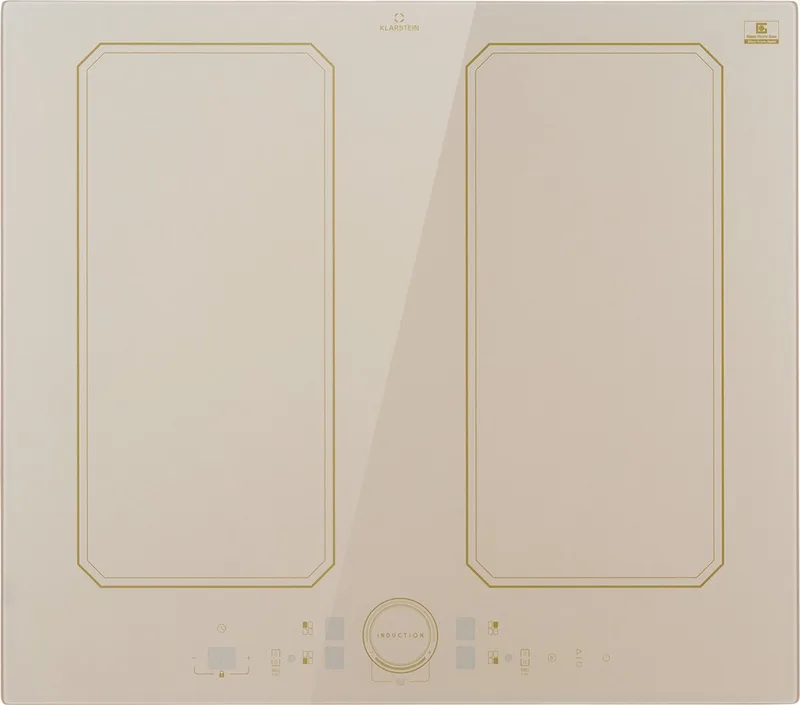Inductiekookplaat 4 zones – Glaskeramische kookplaat – Inbouw – Touch bediening met display – Digitale weergave & timerfunctie – Snel opwarmen – 7000 W – 240 V - Kookveld - 7400W 52 cm - voor Keuken - Glaskeramiek Flexzone de Klarstein en Vintage Crème – photo produit