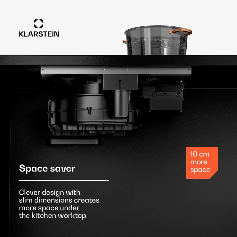 Inductiekookplaat AirJet met Afzuiging – 12 kW, 600 m³/u Boost, A+ Efficiëntie, 9 Standen, 53 dB Stil, Touchbediening, Bridge-functie, Aluminiumfilter, - 7300W 49 cm - Inbouw voor Keuken - Induction Hob by Klarstein in Black – product photo