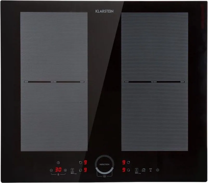 Inductiekookplaat Delicatessa 60 Inbouw - 4 Zones: 7000 W (2 X / 2 X 1500 W) - 9 Vermogensstanden Met Thermoboost - Kookplaat: 60 X 52 Cm - glaskeramisch Oppervlak - EcoTherman Controle - Flexzone - Elegant - Zwart by Klarstein in Zwart Glas – product photo