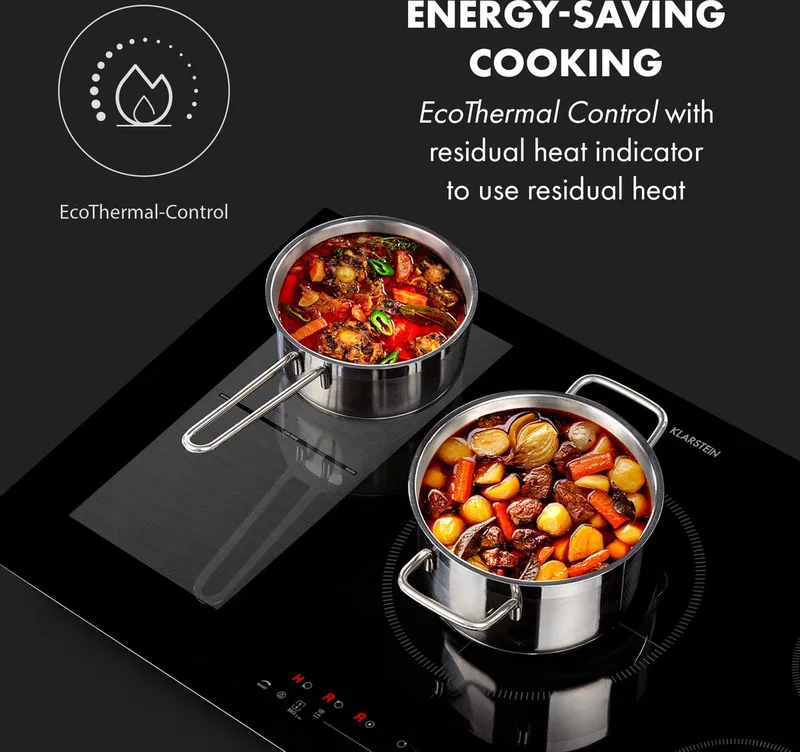 Inductiekookplaat Delicatessa 90 Hybrid Inbouw - 5 Zones - 7400W - Zwart - Inductie Kookplaat Inbouw Kookplaat Kookveld - 52 cm - voor Keuken - Touch Timer Flexzone - Display - Induction Hob - Inductie Kookveld von Klarstein in Zwart Glas – Produktfoto