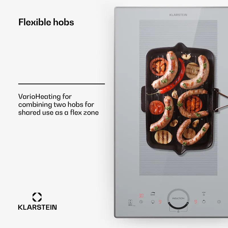 Inductiekookplaat Delicatessa Slim Domino 3500W - Inclusief Timer - Minimaal Energieverbruik - Meerdere Beveiligingen - glaskeramisch Oppervlak - Kinderbeveiliging - Krachtig - ThermoBoost Functie - Gemakkelijke Bediening von Klarstein in Weiß – Produktfoto
