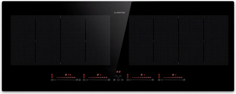 Inductiekookplaat Masterzone 90 Slim Flex inbouw - 4 Kookzones - 2 Flexzones - ThermoBoost Smart Flex technology - Max. 7200 Watt - 76 cm 2 Zones - voor Keuken - Touch Booster Kinderslot Pauzefunctie - Induction Hob från Klarstein i Svart – produktbild
