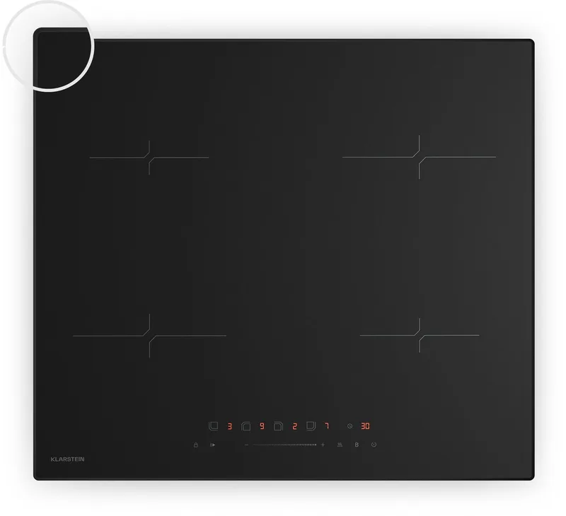 Inductiekookplaat Velaire 4-zone inbouw inductiekookplaat, 7000 W boost, touchbediening, timer, kinderslot, warmte-indicator, keramisch glas, 60 cm, - voor Keuken - Restwarmte-Indicator - Induction Hob van Klarstein in Zwart – productfoto