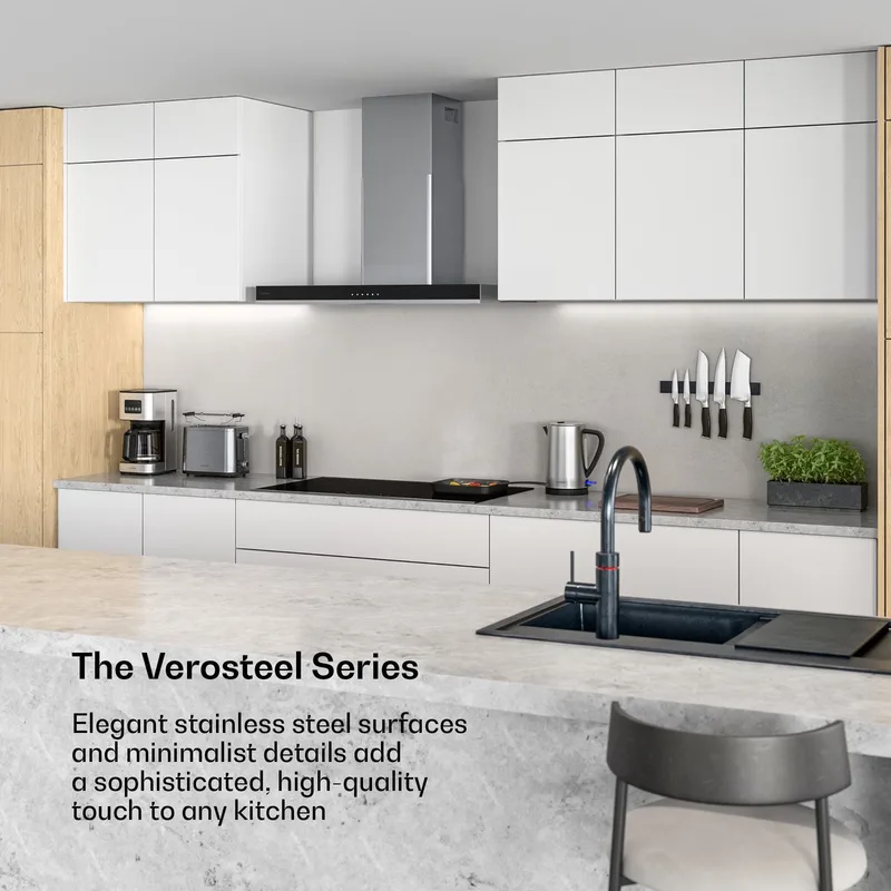 Inductiekookplaat Verosteel 90 cm inbouw, 5 zones, 12200 W boost, touchbediening, timer, kinderslot, warmte-indicator, glas en aluminium - Kookveld - 12.200W - voor Keuken - Restwarmte-Indicator - RVS - Induction Hob by Klarstein in Black – product photo