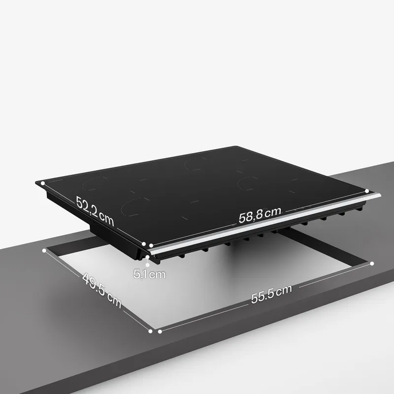 Inductiekookplaat Verosteel inbouw - 4 zones, 7400 W boost, touchbediening, timer, kinderslot, restwarmte-indicator, glas, 60 cm, energiezuinige inductiekookplaat - Kookveld - voor Keuken - Induction Hob de Klarstein en Noir – photo produit