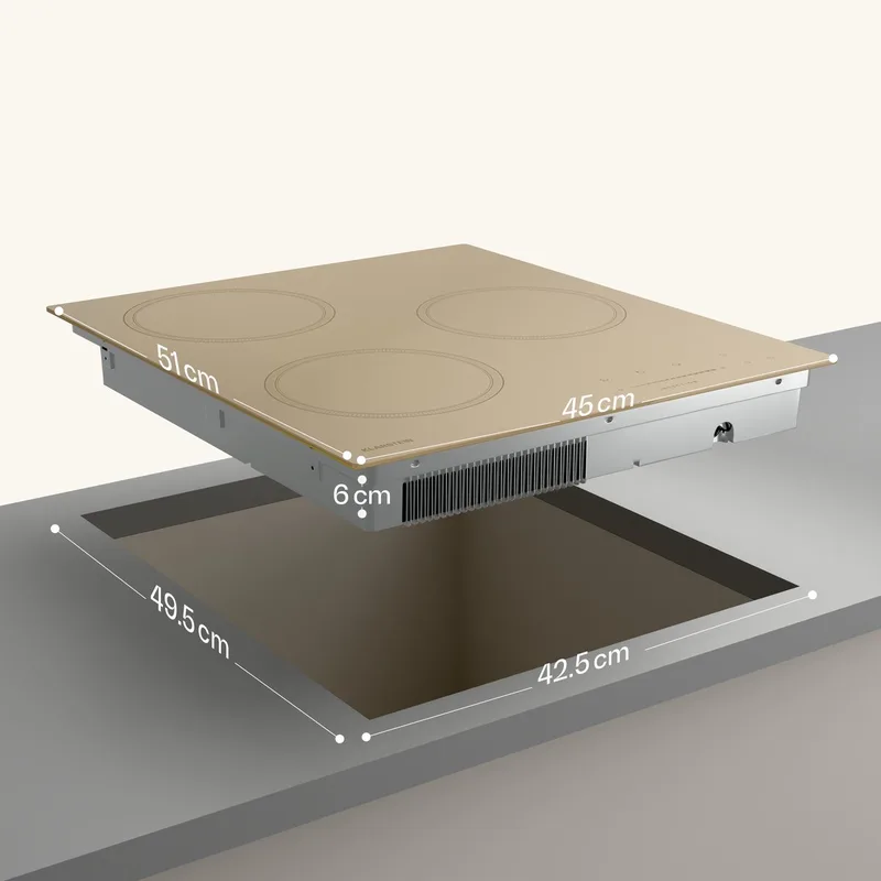 Inductiekookplaat Victoria – 3 Zonen inbouw inductiekookplaat, 6.600 W Mit Boostern, Touch Schieberegler, Timer Und kinderbeveiliging, Beige, compact 45 cm design - 6600W 3 Zones - voor Keuken - Kinderslot Restwarmte-Indicator fra Klarstein i Creme – produktbillede