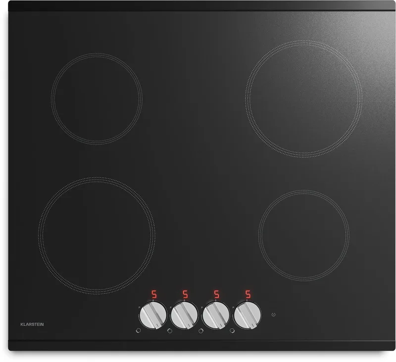 Kochheld inductiekookplaat - 4-pits elektrische inductiekookplaat, 7200W boost, draaiknopbediening, matglas, oververhittingsbeveiliging, restwarmte-indicator, 60 cm kookplaat van Klarstein in Zwart – productfoto