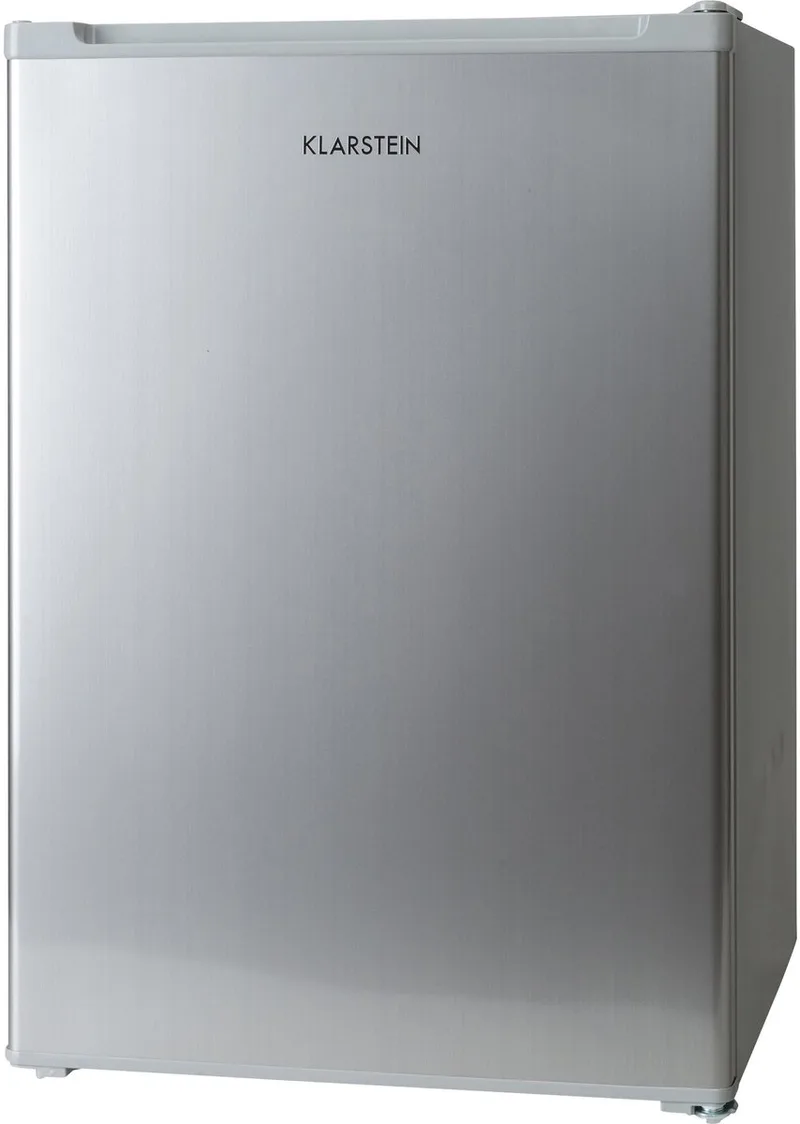 Koelkast Delaware 75L - Mini-Koelkast met Vriesvak 4L - Compressorkoeling voor Keuken voor Kantoor - LED Schappen - Compact Koelkast Vrijstaande Koelkast Kleine Koelkast Fridge - voor Kleine Huishoudens voor Studentenkamer by Klarstein in Zilver Metallic – product photo