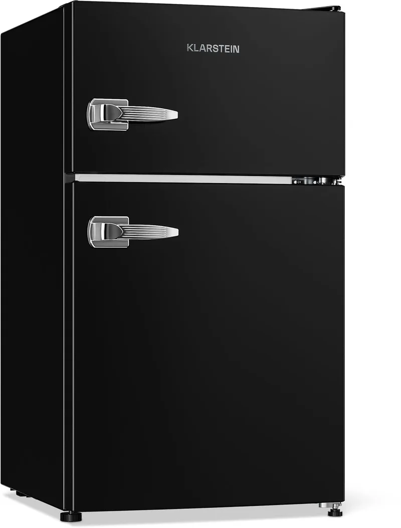 Koelkast Irene - Koel-vriescombinatie, retro , 61 liter koelgedeelte, vriesgedeelte, stille werking (39 dB), 2 koelstanden, 2 deurvakken, voor kleine gezinnen en alleenstaanden, - voor Keuken - Mini Fridge de Klarstein en Noir – photo produit