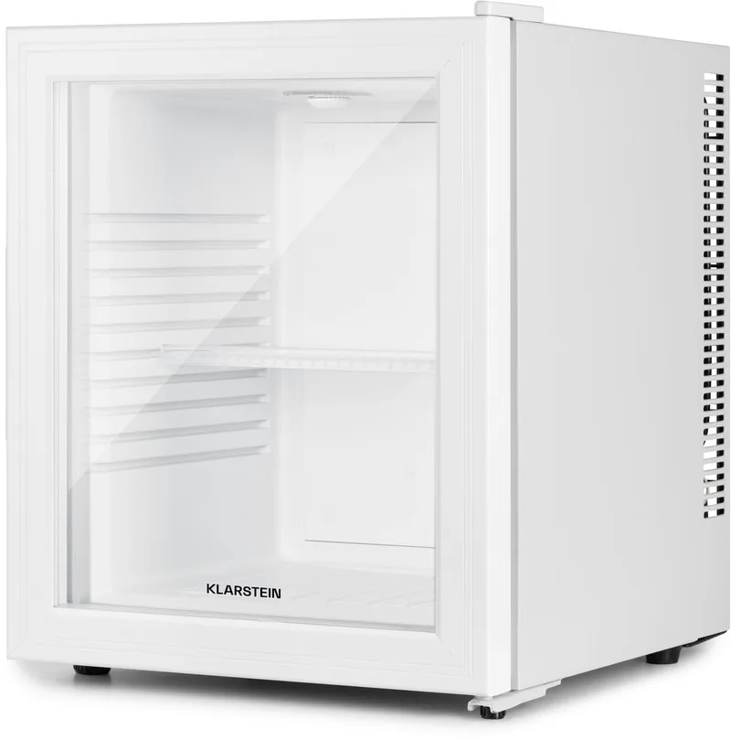 Koelkast, Minikoelkast met glazen deur, Minikoelkast voor drankjes, snacks & cosmetica, Koelkast klein & stil, Verstelbare schappen, Kleine skincare koelkast 12-18°C, 30L by Klarstein in White – product photo