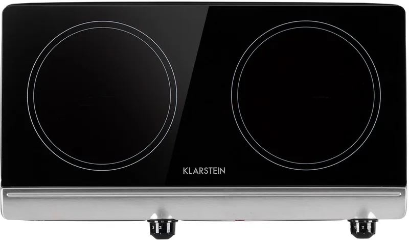 Kookplaat Keramische , Inbouwkookplaat met 2 Pits, 2400 W elektrische Kookplaat om te Koken, Moderne Keramische Kookplaat, Keramische Kookplaat met 2 Kookzones, Inbouw Kookplaat keramisch - 80 cm - voor Keuken - Glaskeramiek Restwarmte by Klarstein in Black, Zilver Metallic – product photo