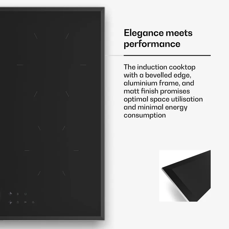 Magnichef inductiekookplaat - 4-zone inbouw inductiekookplaat, 8200 W boost, magnetische knop en touchbediening, timer, kinderslot, restwarmte-indicator, mat glas, 59,2 cm de Klarstein en Noir – photo produit