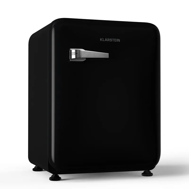 Mini-Koelkast Audrey Evo 65L retro Mini koelkast - stil 40 dB, compact koelkast klein met verstelbare , omkeerbare deur, mechanisch Thermostaat, ideaal voor slaapkamer en kantoren - voor Hotelkamer voor Slaapkamer by Klarstein in Black – product photo