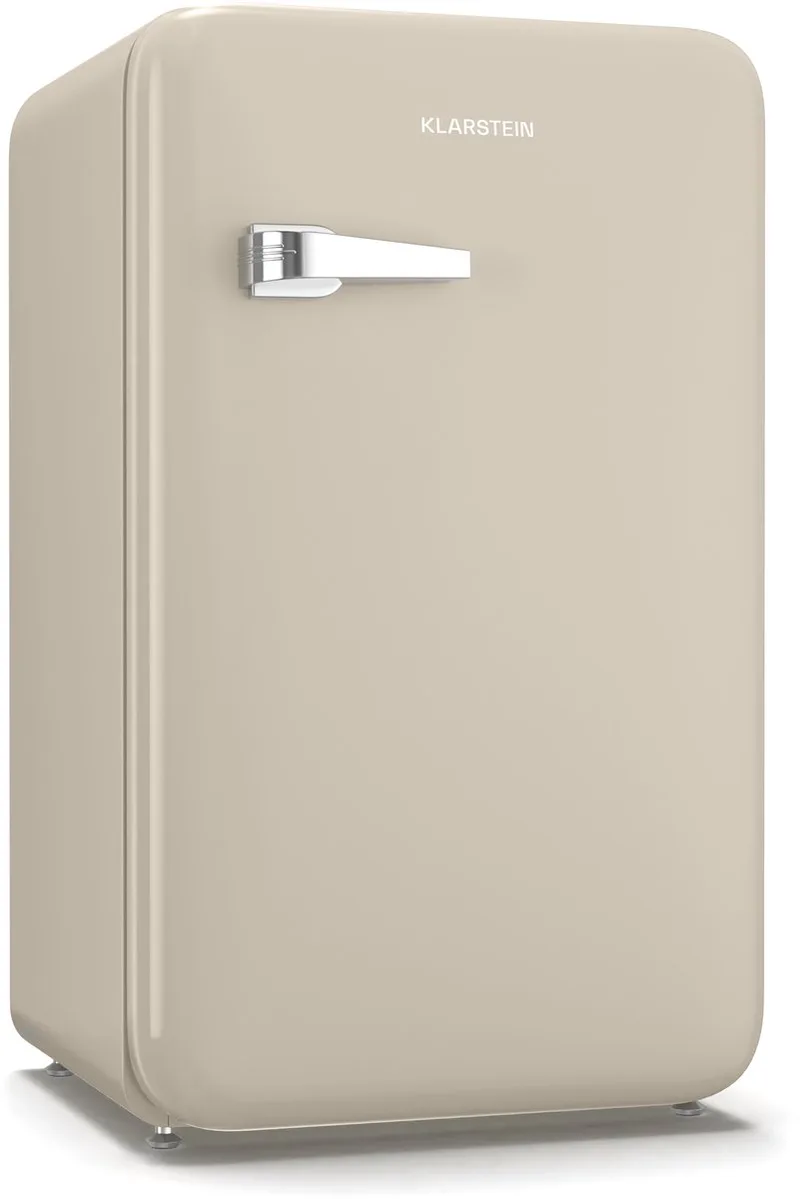 Mini-Koelkast Audrey Evo 95L retro Mini koelkast - stil 40 dB, compact koelkast klein met verstelbare , omkeerbare deur, mechanisch Thermostaat, Creme, ideaal voor slaapkamer en kantoren - voor Hotelkamer voor Slaapkamer från Klarstein i Kräm – produktbild