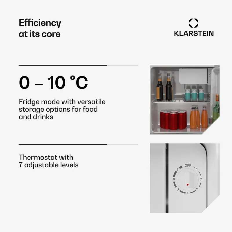 Mini-Koelkast Irene 46L retro – Stil 37 dB, Verstelbare Thermostaat, Energiezuinig, Kleine Koelkast voor Slaapkamer en Kantoor, - voor Studentenkamer - Compact - Mini Fridge - Hotelkoelkast - Compact Koelkast de Klarstein en Noir – photo produit