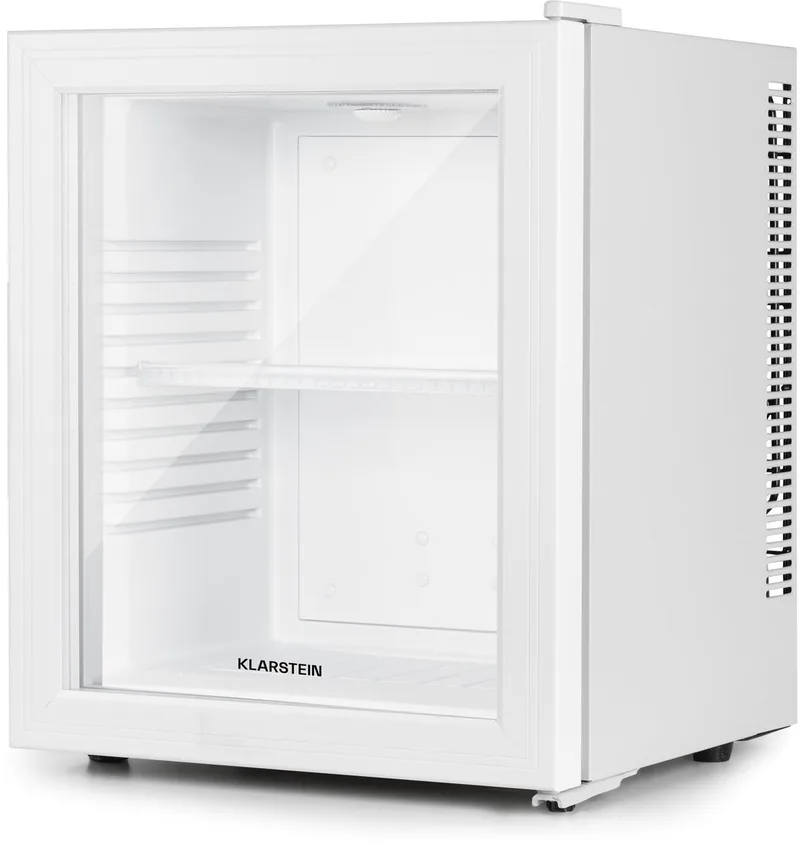 Mini-Koelkast minikoelkast met glazen deur, minikoelkast voor drankjes, snacks en cosmetica, kleine en stille koelkast, verstelbare planken, kleine huidverzorgingskoelkast 12-18 °C, 23 liter - Compact - Mini Fridge by Klarstein in White – product photo