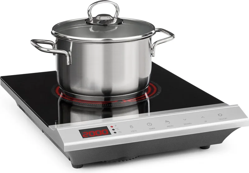 MisterCook Kookplaat Infrarood-kookplaat, Vermogens- en temperatuurstanden, Timer, Touch-bediening, Oververhittings- en overspanningsbeveiliging, 1 kookzone, 2000 W von Klarstein in Silber – Produktfoto