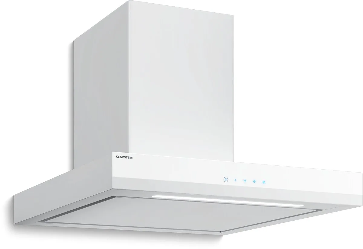 Velaire afzuigkappen 60 cm - 600 m³/u luchtstroom, A++ energieklasse, touchbediening, LED, stil, wandmontage, recirculatie en afvoer, inclusief filters de Klarstein en Blanc – photo produit