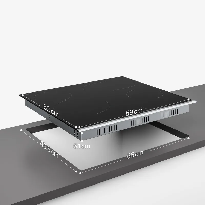 Verosteel keramische kookplaat - 60 cm, 4-zones, elektrische kookplaat met touch slider, dubbele & ovale zone, 6600 W, timer, kinderslot & restwarmte-indicator, onderhoudsvriendelijk glazen oppervlak by Klarstein in Black – product photo
