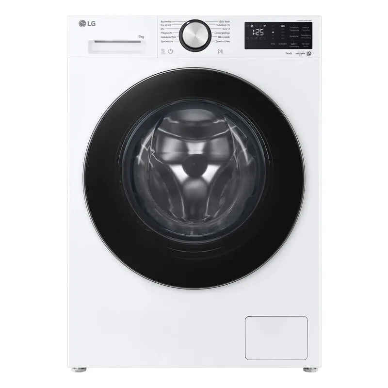 F4WX7092W Waschmaschine, 9 kg, 1.400 U/min, Energieeffizienzklasse A, AI DD®, TurboWash® 360°, Steam, WLAN, Weiß fra LG – produktbillede