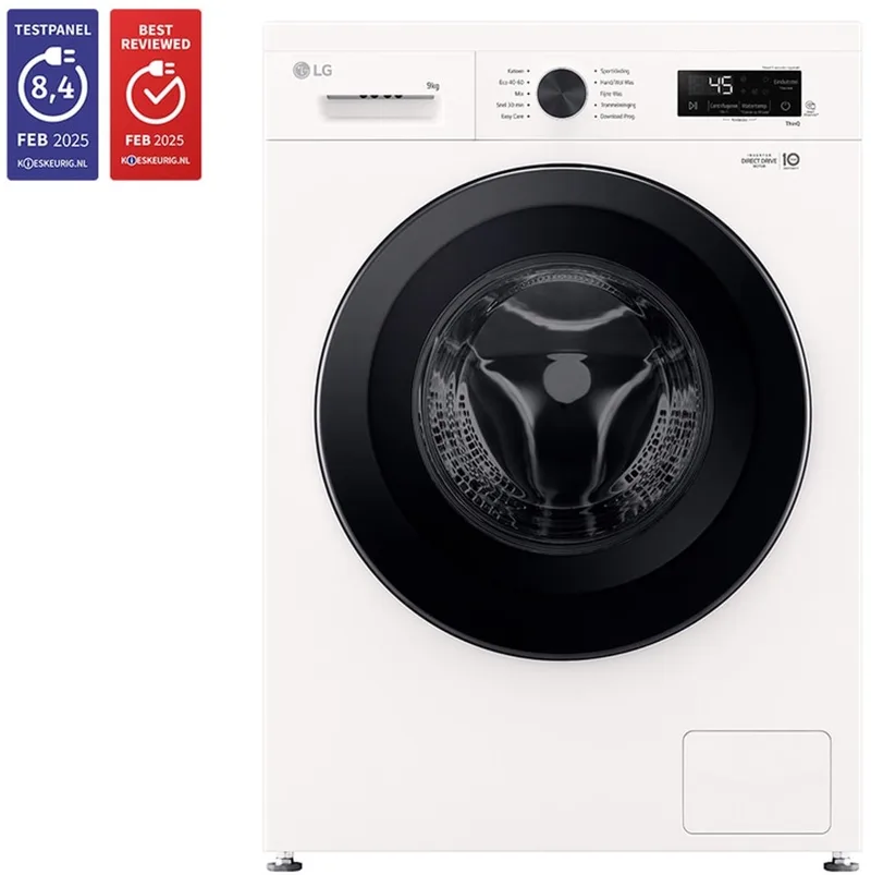 F4X1009NWK - Wasmachine - 9 kg - Direct Drive - Energielabel A - Stoom - Voorlader - 1400 RPM de LG en Blanc – photo produit
