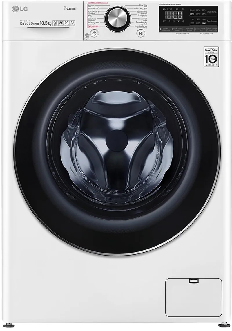 F6WV910P2E - 10.5 kg Wasmachine met TurboWash™ 39 - Slimme AI DD™ motor - Minder strijken door stoom - ThinQ™ von LG in Weiß – Produktfoto