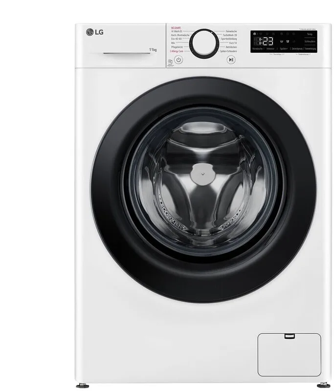 LG 11 kg AI DD Direct Drive Waschmaschine mit Dampf, Inverter-Motor, 1350 U/min, Energieeffizienzklasse A, Weiß - Freistehender Frontlader von LG – Produktfoto