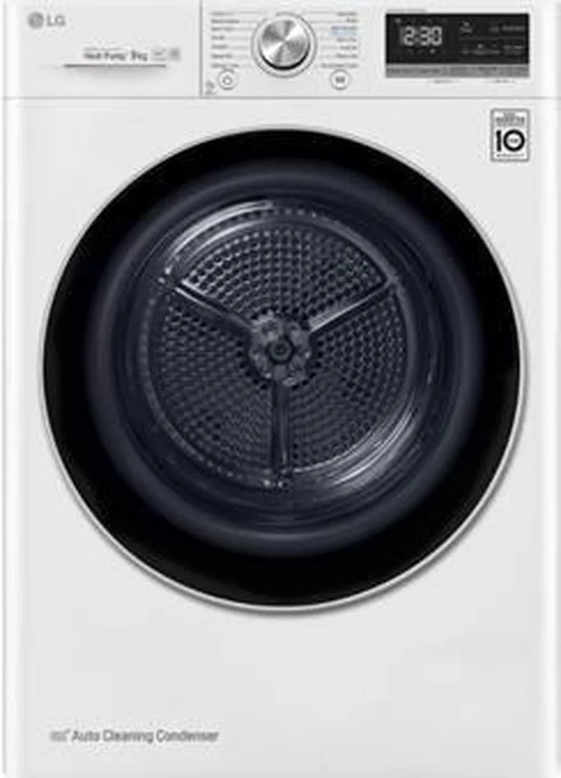 RC90V9AV3Q - 9 kg droger met DUAL inverter Heat Pump™ - Supersnel of Superzuinig - Auto Cleaning Condensor - ThinQ de LG en Blanc – photo produit