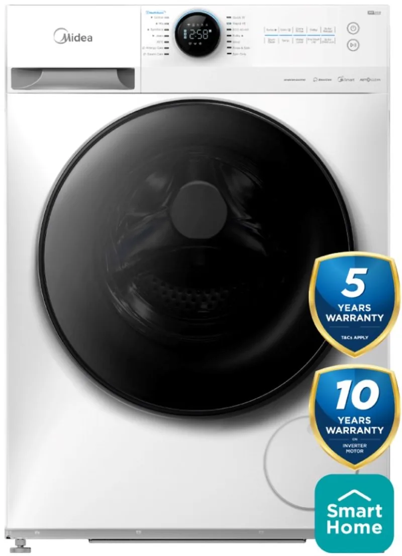 MF200W90WB/W-HR - Wasmachine - Voorlader - Vulgewicht: 9kg - 76 dB - A label - 1300 rpm - Engels display van Midea in Wit – productfoto