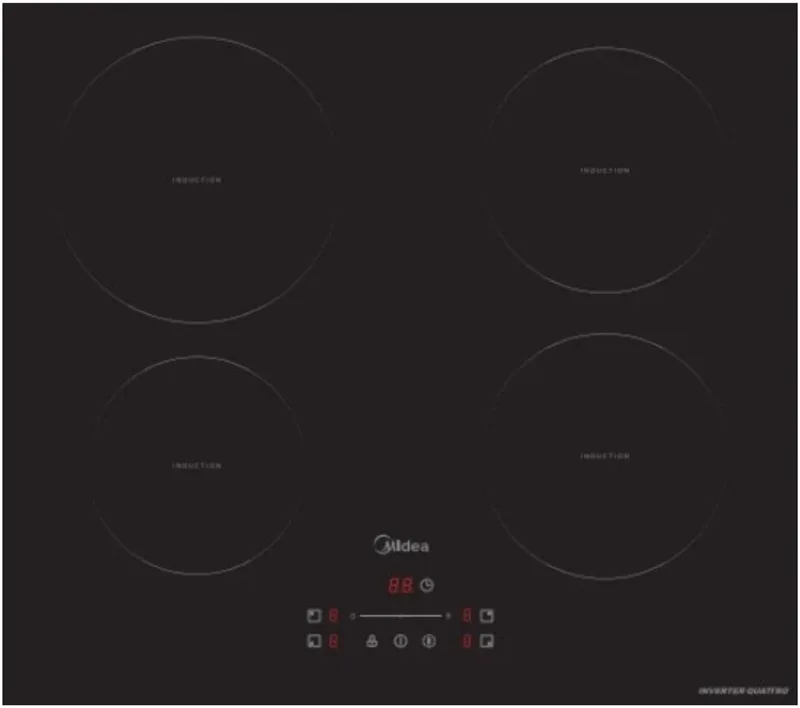 MIH740F238K0 - Inbouw elektrische kookplaat - Inductie - 4 Kookzone(s) - Touch bediening - Hete kookplaat Indicator - Kinderslot van Midea in Zwart – productfoto