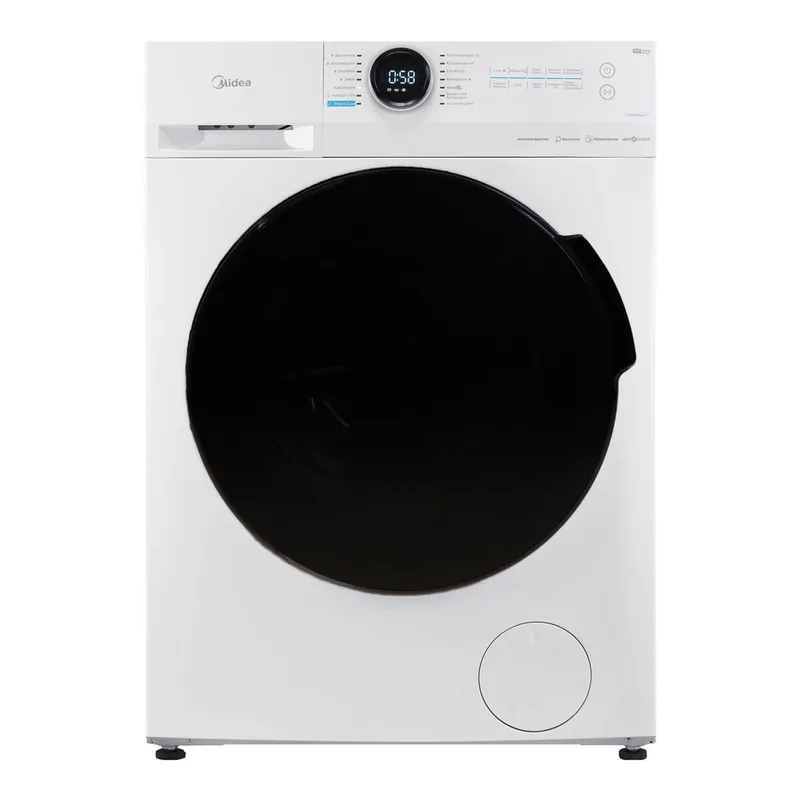 Waschmaschine MF20EW90WB 9 kg, 76 dB(A), 1400 U/min, Energieeffizienzklasse A, Inverter-Motor, Dampfpflege, Mond-Drehregler, Kombi-Display, Nachlegefunktion, Gesundheitsschutz-System von Midea – Produktfoto