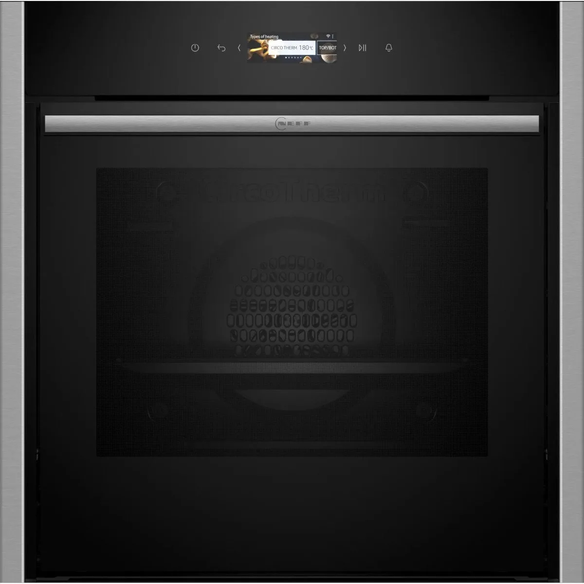 geïntegreerde multifunctionele oven 71l 60cm met zwarte pyrolyse van Neff in Zwart, Roestvrijstaal – productfoto