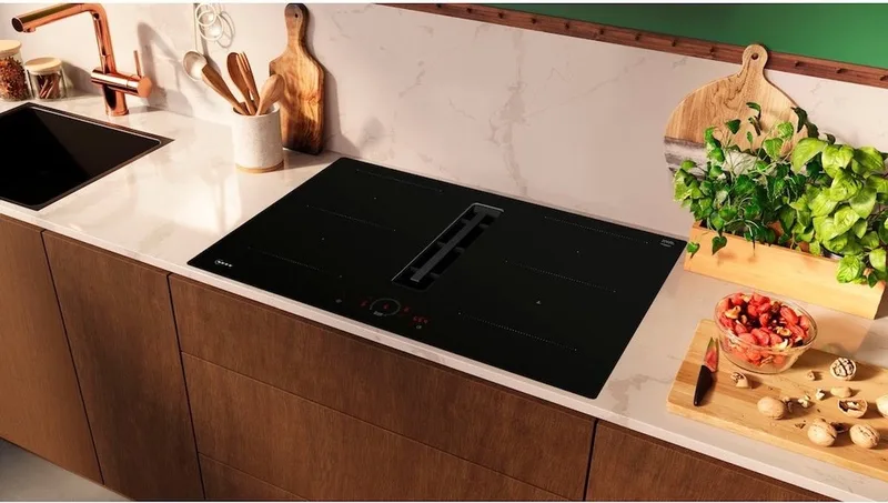 V58NHQ4L0 inductie kookplaat met afzuiging Twist Touch® by Neff in Black – product photo