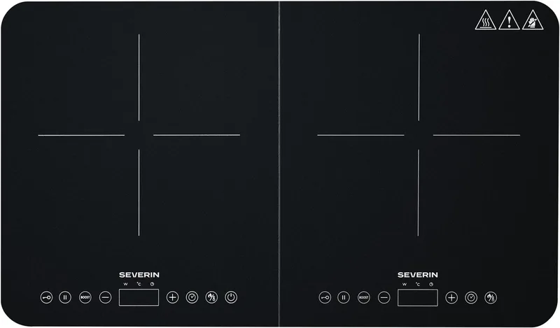 DK 1027 Dubbele Inductiekookplaat – 2-pits – 3400W – Touchbediening – Timer van Severin in Zwart – productfoto